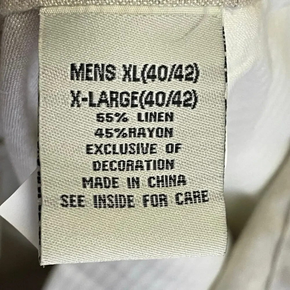 Havana Shirt Co Mens Drawstring Linen Beach Pants SZ XL 40/42 Natural Beige